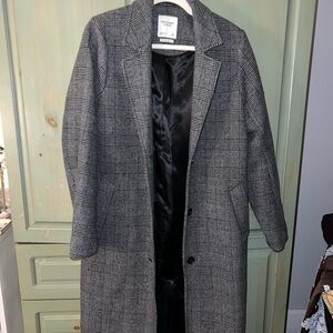 Abercrombie & Fitch Black and Gray Dad Coat